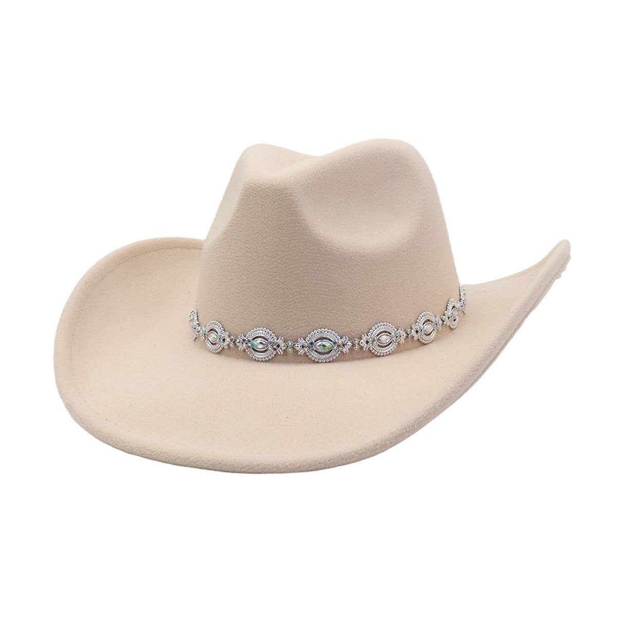 ETHNIC FELT COWBOY HAT WESTERN FEDORA_CWAH04430