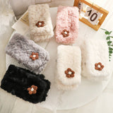 BROWN FLORAL FUZZY SCARF NECK WRAP FOR STUDENTS_CWASC1251