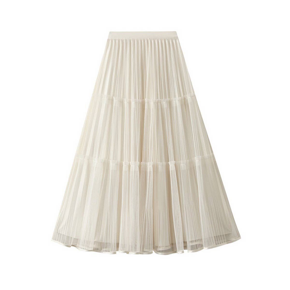 REVERSIBLE HIGH WAIST A LINE MESH MIDI SKIRT_CWBMS0339