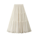 REVERSIBLE HIGH WAIST A LINE MESH MIDI SKIRT_CWBMS0339