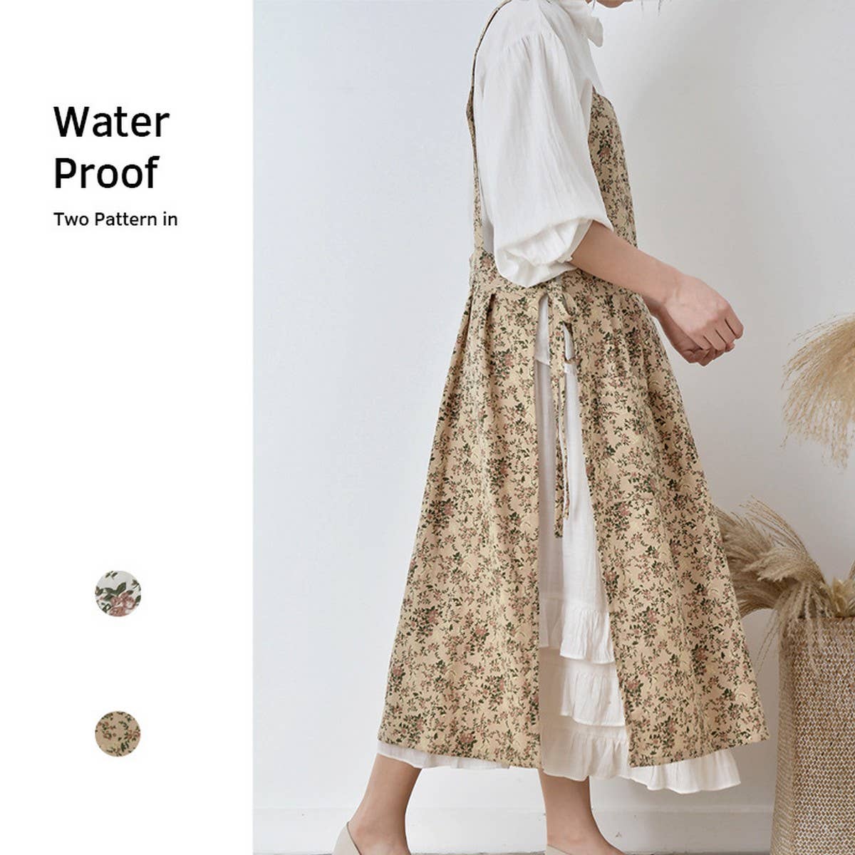 COTTON FLORAL PRINT APRONS WITH POCKETS VINTAGE_CWMM3292