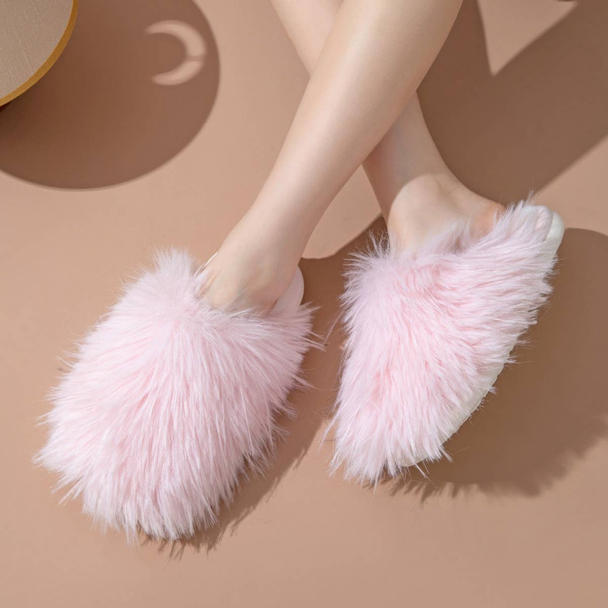 HOME FUR CAP TOE CANDY COLOR COTTON SLIPPERS_CWSHS0833