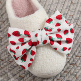 STRAWBERRY BOW SLIPPERS THICK FUZZY HOME SHOES_CWSHF00213