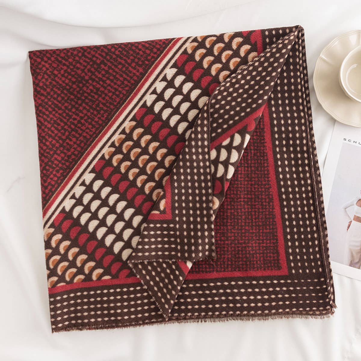 Women Retro Warm Printed Scarf