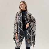SOLID COLOR PLAID CAPE CLOAK PLAIN SHAWL_CWASC2257