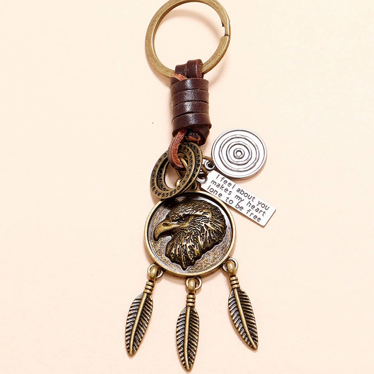 SIMPLE EAGLE PENDANT RETRO CAR LEATHER KEYCHAIN_CWMM4710