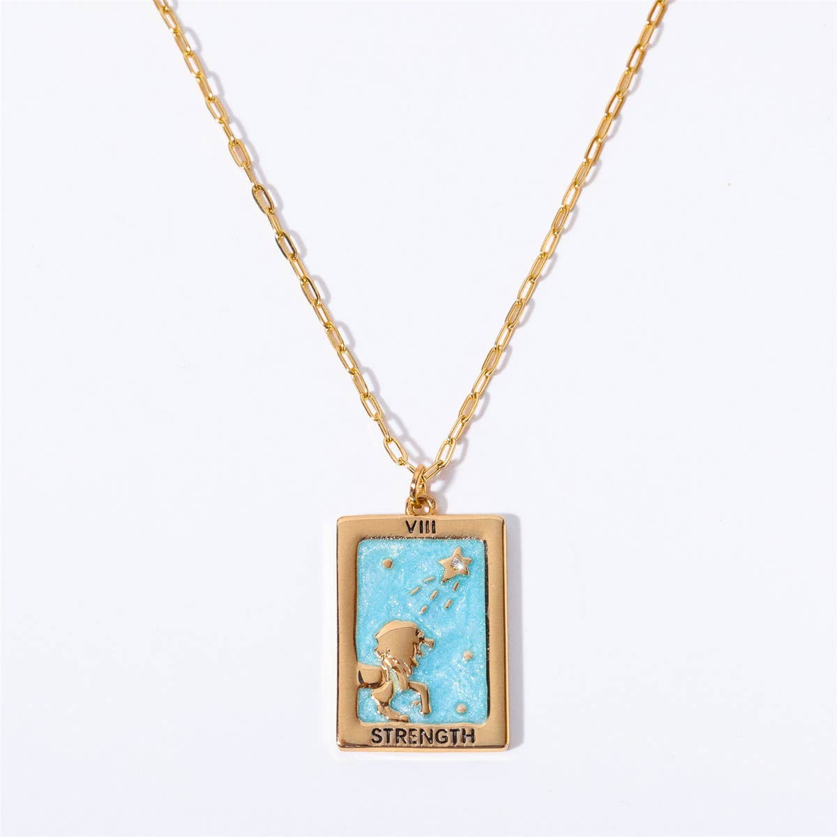 Vintage Tarot Square Pendant Necklace_Cwmm3916