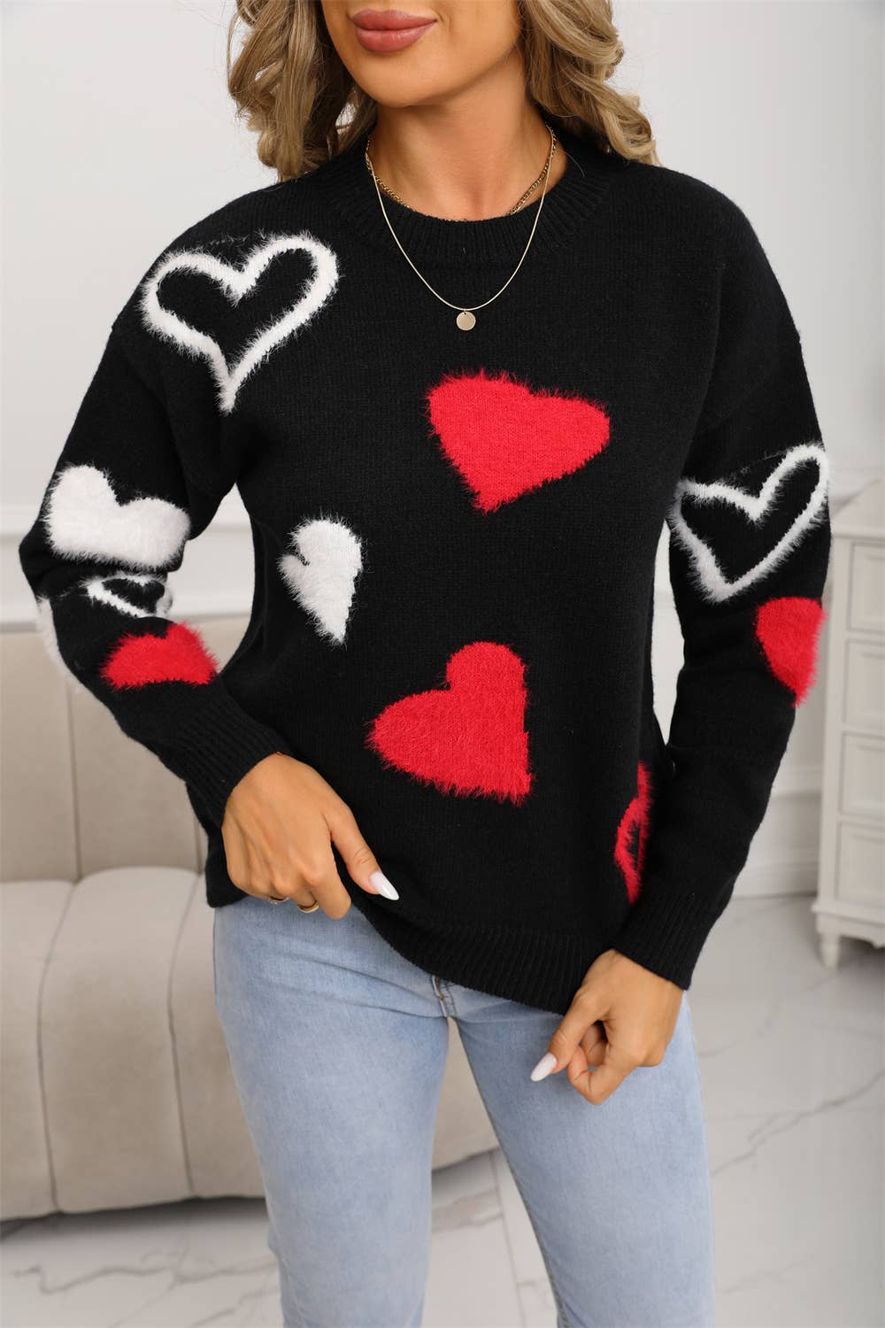Valentines Day Little Hearts Jacquard Sweater