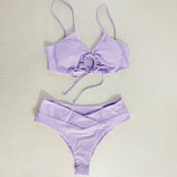 Tied Bow Bikini Set-Solid Color Sexy Swimsuit_Cwmw0189