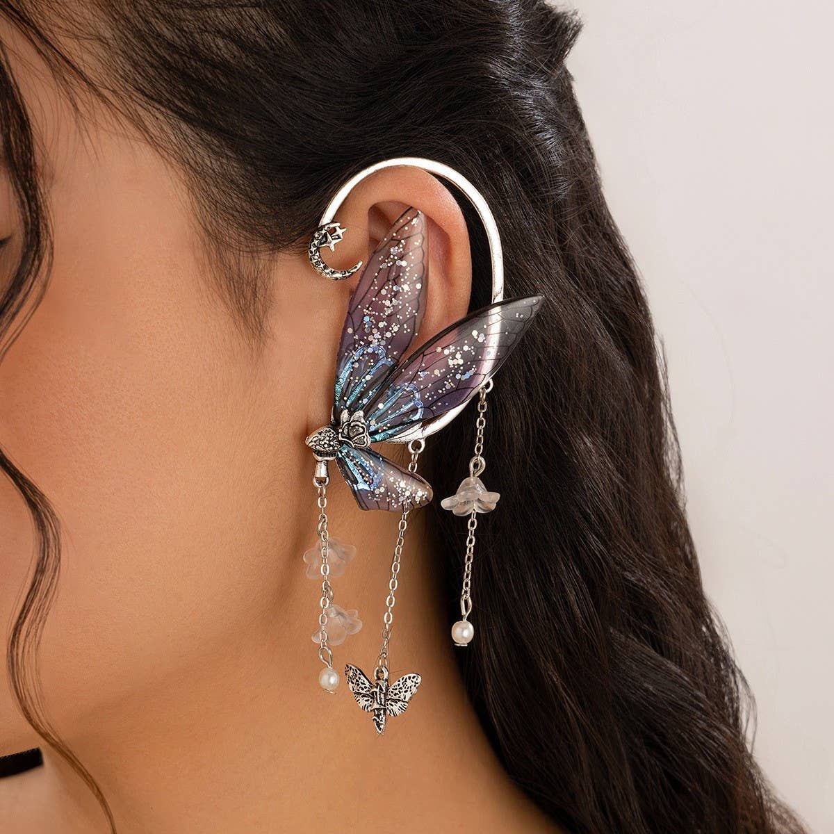 ELF EAR BUTTERFLY OUTLINE NON PIERCING EARRINGS_CWMM3227