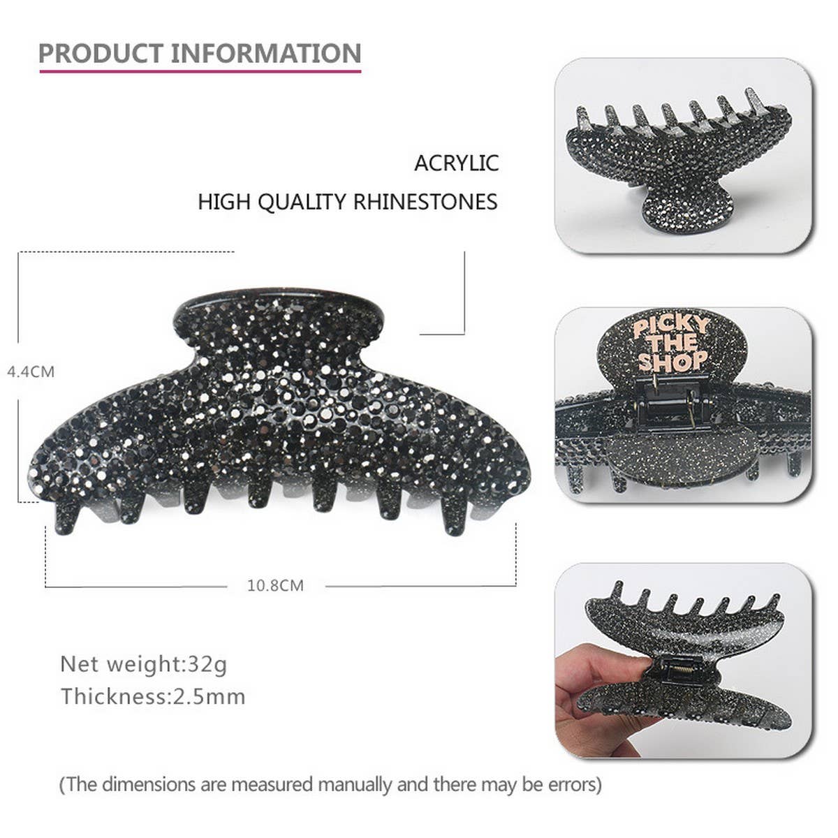 FULL DIAMOND ACRYLIC GRAB CLIP DIAMOND SHARK CLIP_CWAHA4255