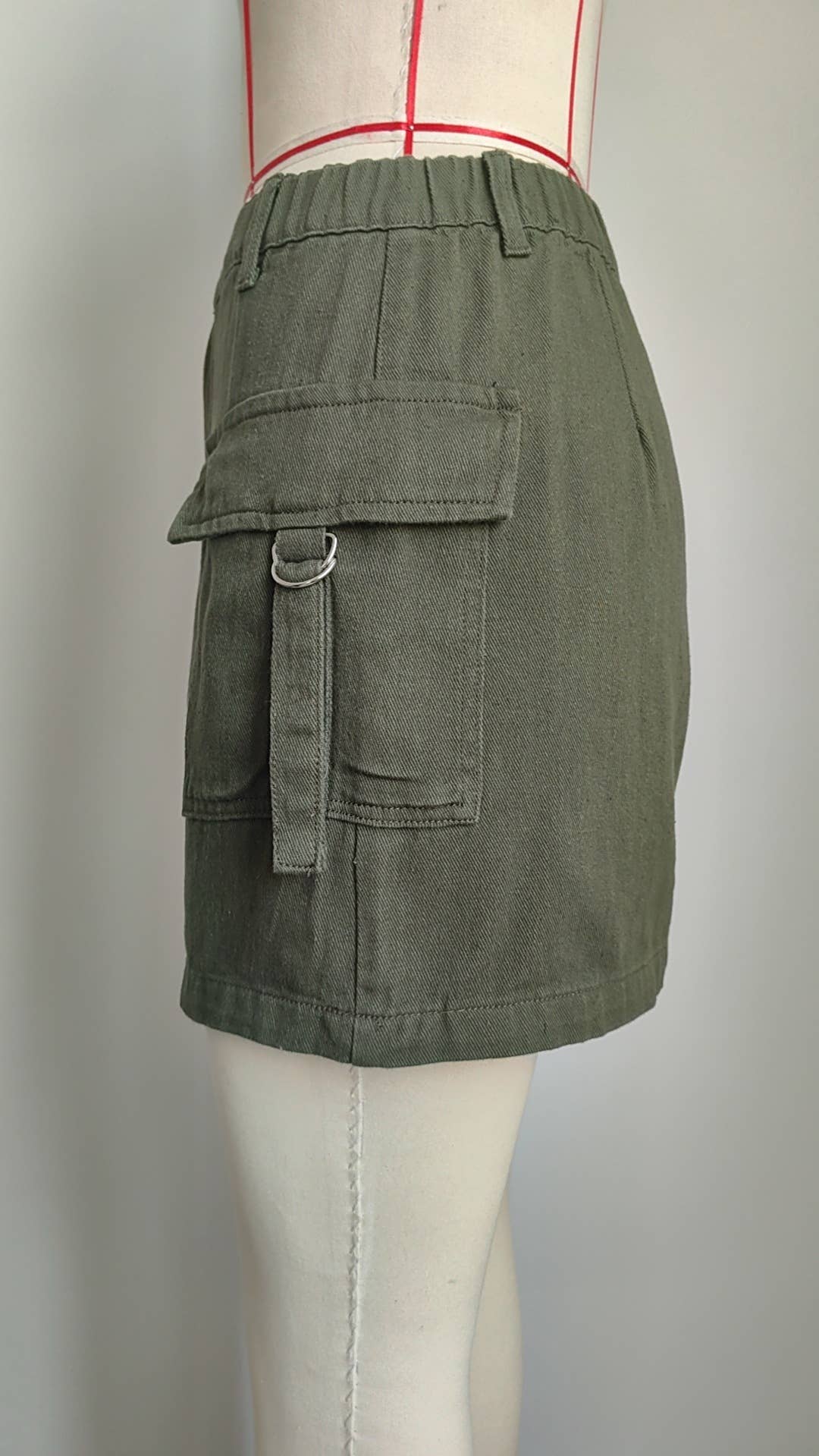 Washed Denim Cargo Skirt
