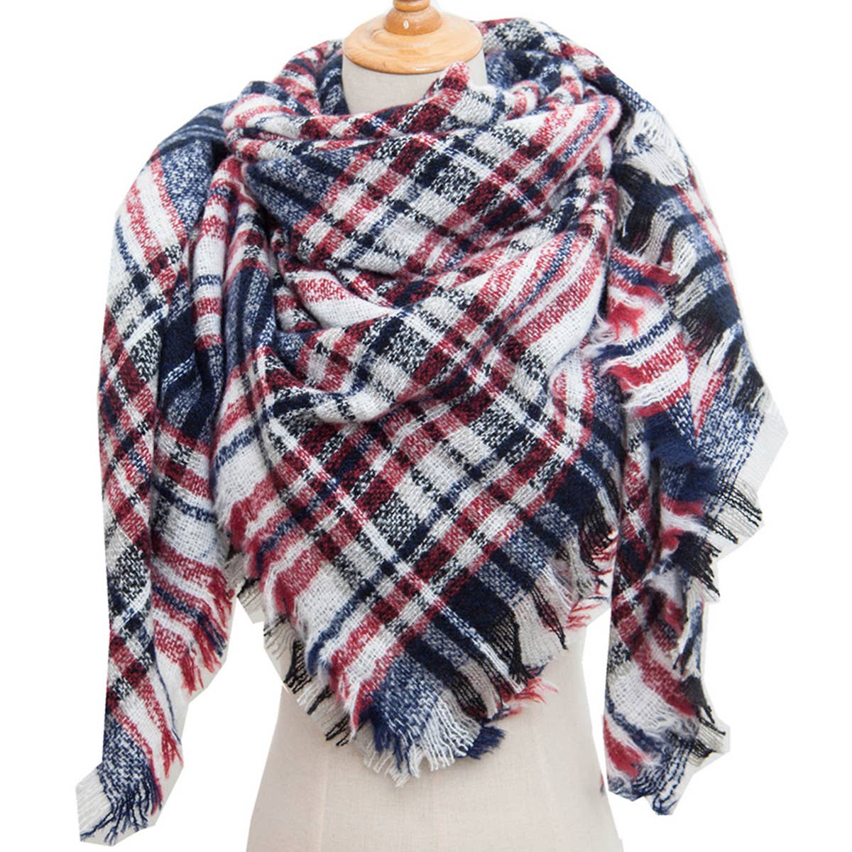 NEW LARGE PLAID TRIANGLE SCARF SPRING TO WINTER_CWASC0108