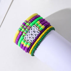 MULTI LAYERED POLYMER CLAY LETTER BRACELET SET_CWMM3517