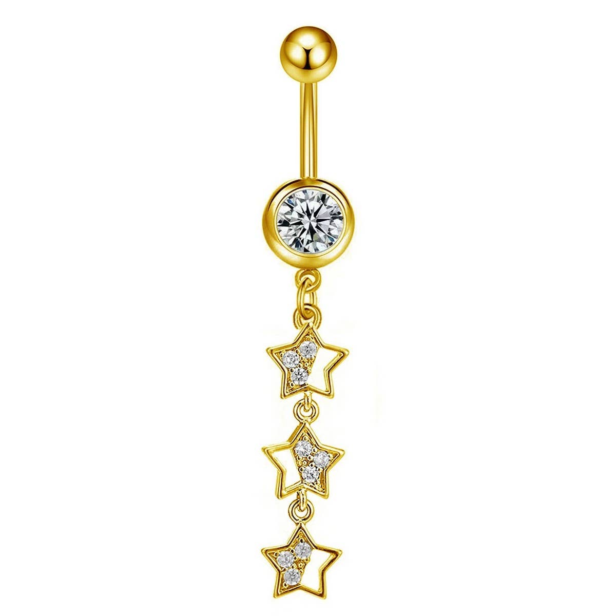 STAR DANGLE BELLY RING CZ HYPOALLERGENIC PIERCING_CWMM9311