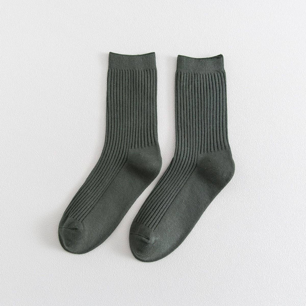 NEW ALL MATCH DOUBLE NEEDLE MID CALF SOCKS_CWMS1347