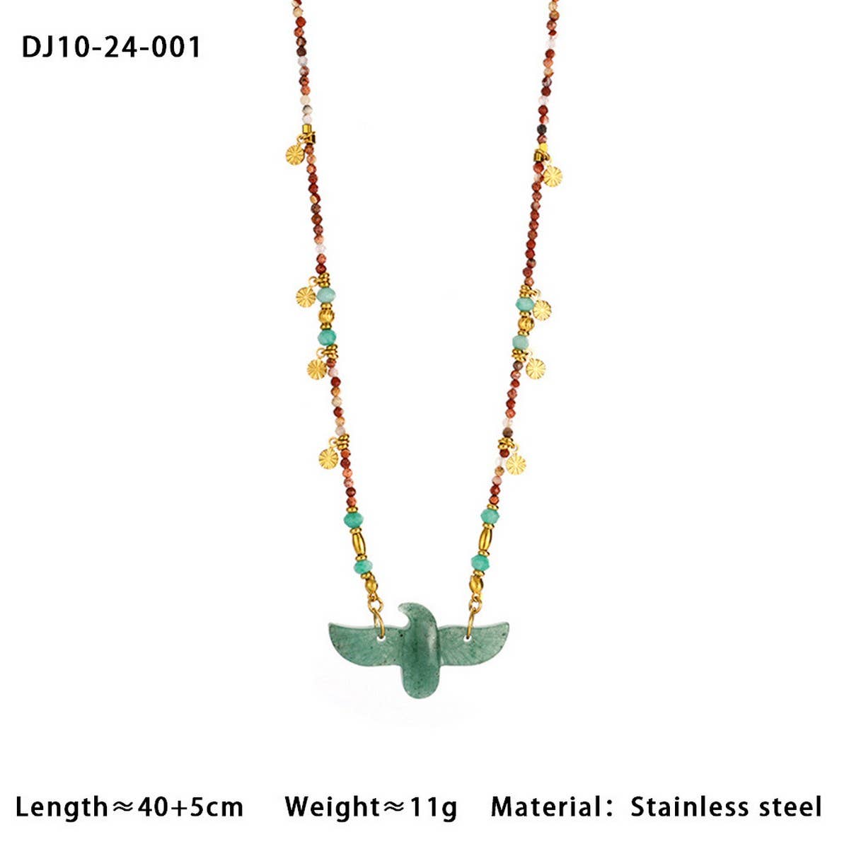 HIGH END EAGLE BEADED NATURAL STONE NECKLACE_CWMM7542