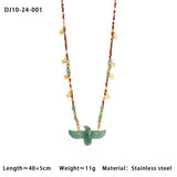 HIGH END EAGLE BEADED NATURAL STONE NECKLACE_CWMM7542