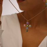 STAINLESS STEEL CROSS NECKLACE EARRINGS SET_CWMM8890