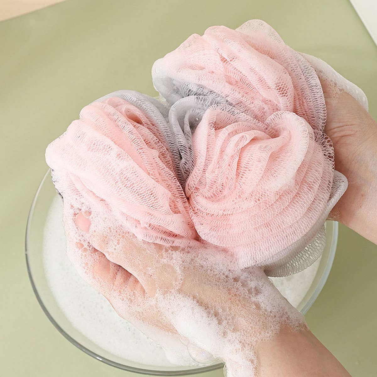 BATH POUF LONG LANTERN BATH FLOWER BALL_CWMM3371