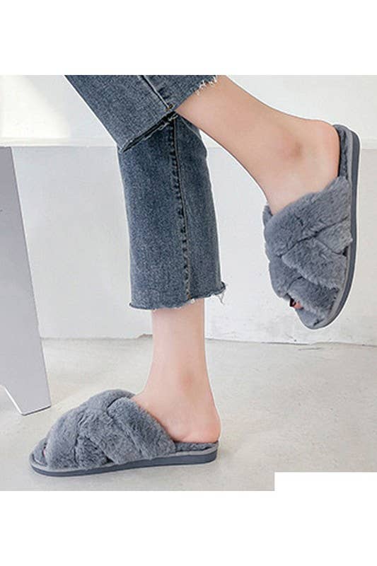 CROSS STRAP HOUSE SHOES COZY COMFY INDOOR SLIPPERS_CWSHS201