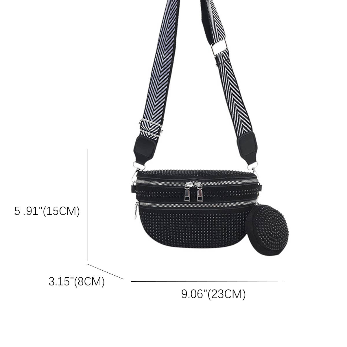 Fashionable Diamond Double Layer Waist Bag_Cwab2083