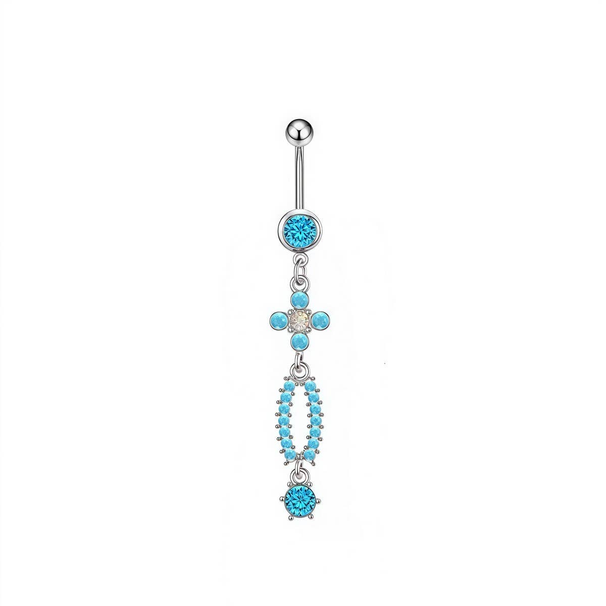 5PCS BLUE TURQUOISE BELLY BUTTON RINGS SET_CWMM9452