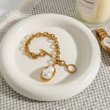 18K GOLD PLATED PEARL PENDANT CROSS OT CLASP CHAIN_CWAJE4759