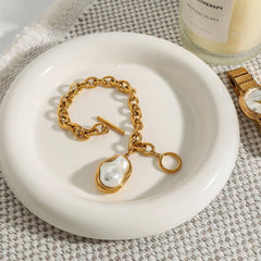 18K GOLD PLATED PEARL PENDANT CROSS OT CLASP CHAIN_CWAJE4759