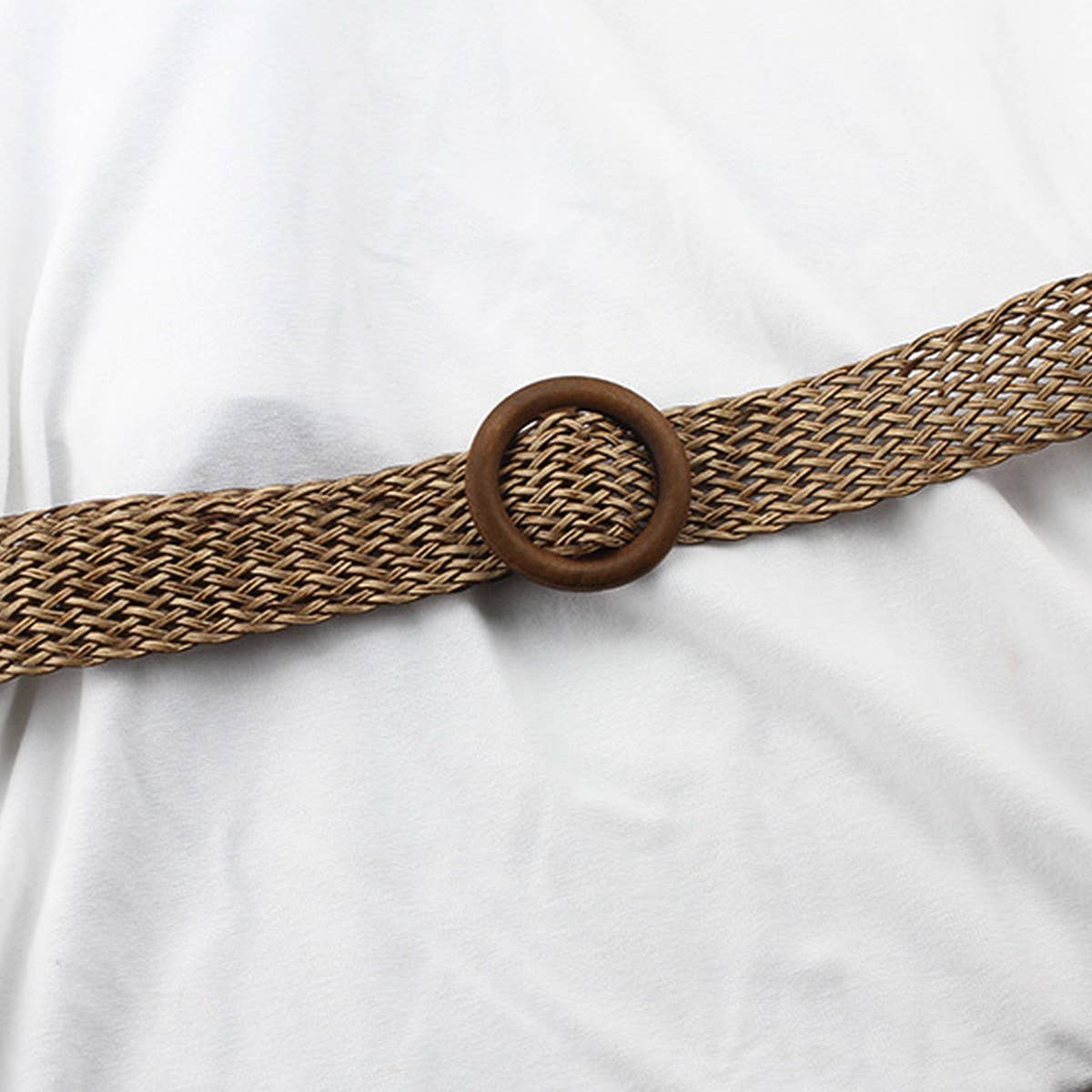Cwabe0565_Simple Round Buckle Braided Belt