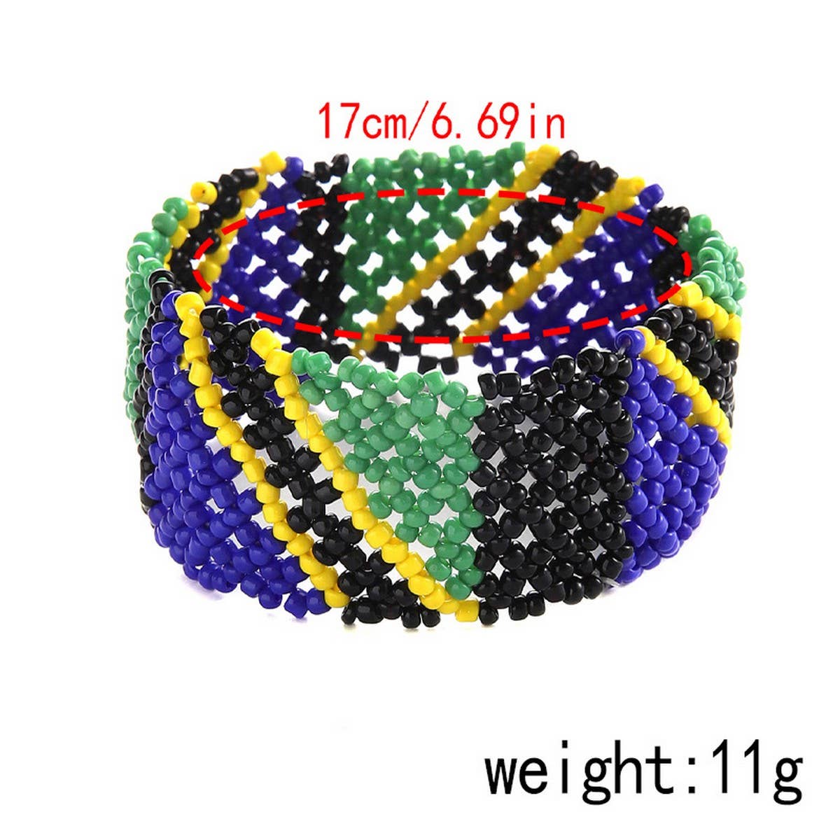 ETHNIC RICE BEAD WOVEN COLORFUL WIDE BRACELET_CWMM3528