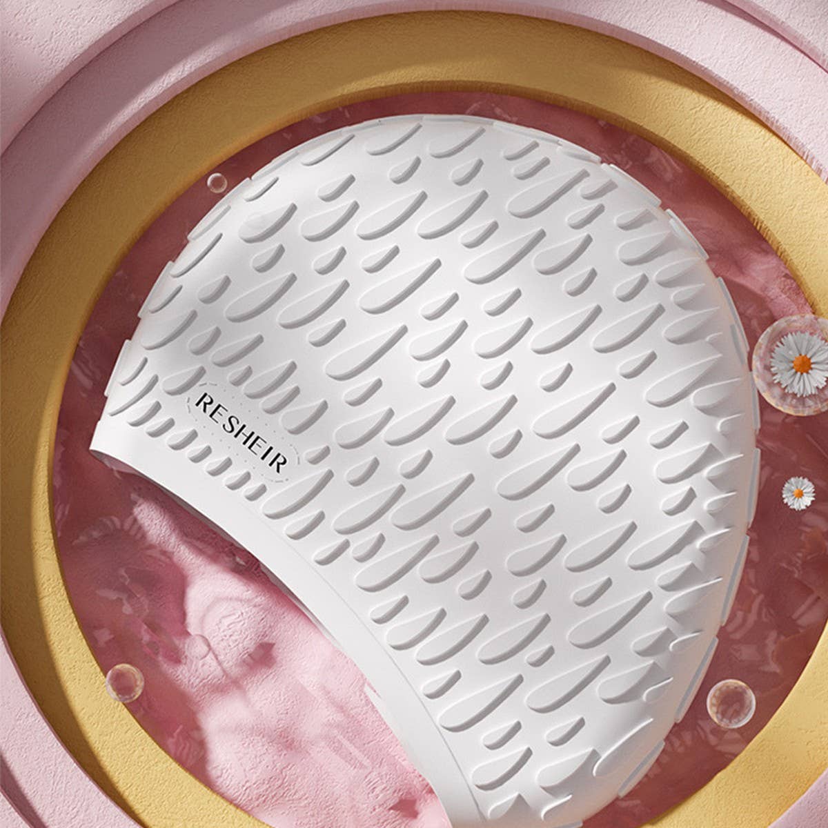 Womens Silicone Swim Cap Long Hair Waterproof_Cwmm6717