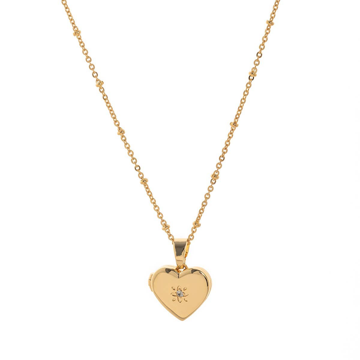 HEART LOCKET OVAL PHOTO NECKLACE GOLD PLATED_CWMM3919