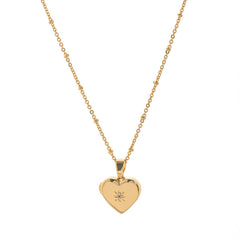 HEART LOCKET OVAL PHOTO NECKLACE GOLD PLATED_CWMM3919