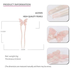 BUTTERFLY ACETATE HAIRPIN U SHAPED PEARL HAIRPIN_CWAHA4207