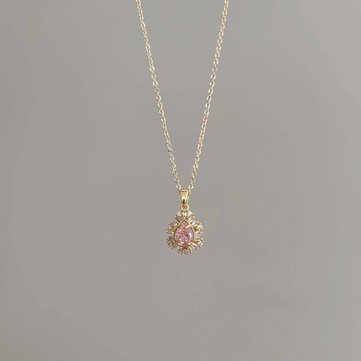 2024 NEW SIMPLE PINK WATER DROP NECKLACE_CWAJE1262