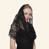 BLACK AND WHITE LACE LADIES WEDDING VEIL_CWMM1988