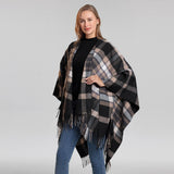 PLAID SHAWL TASSEL LARGE SCARF WARM SPLIT CAPE_CWASC2210
