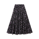 Vintage Floral High-Waist A-Line Flared Skirt_Cwbms0357