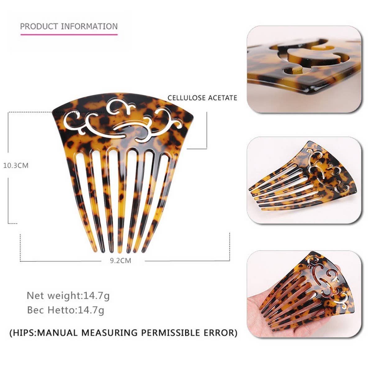 SEVEN TOOTH ACETATE COMB HAIR ACCESSORIES_CWAHA4203