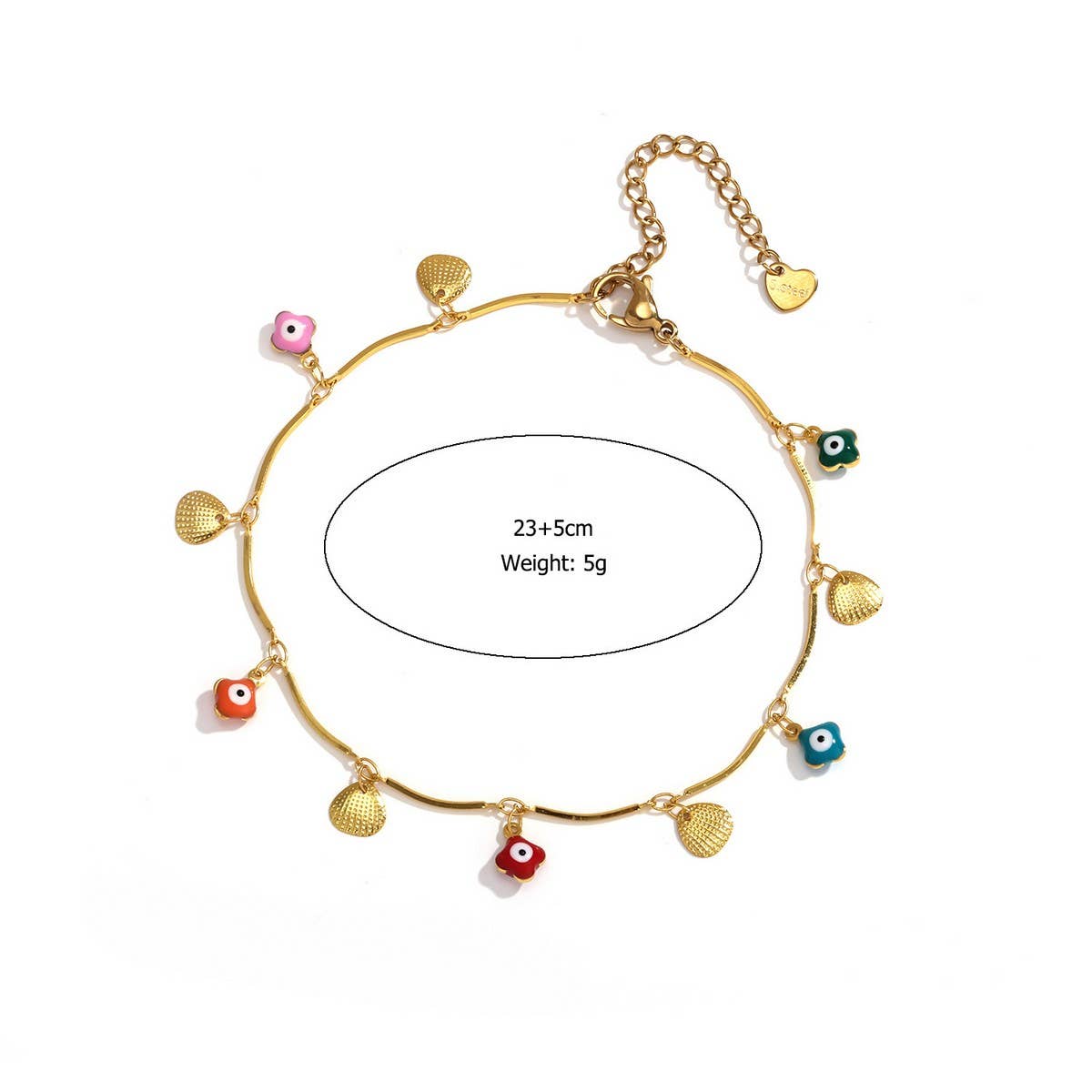 BEACH ANKLET WITH CHERRY SHELL STAR CHARMS_CWAJE4609