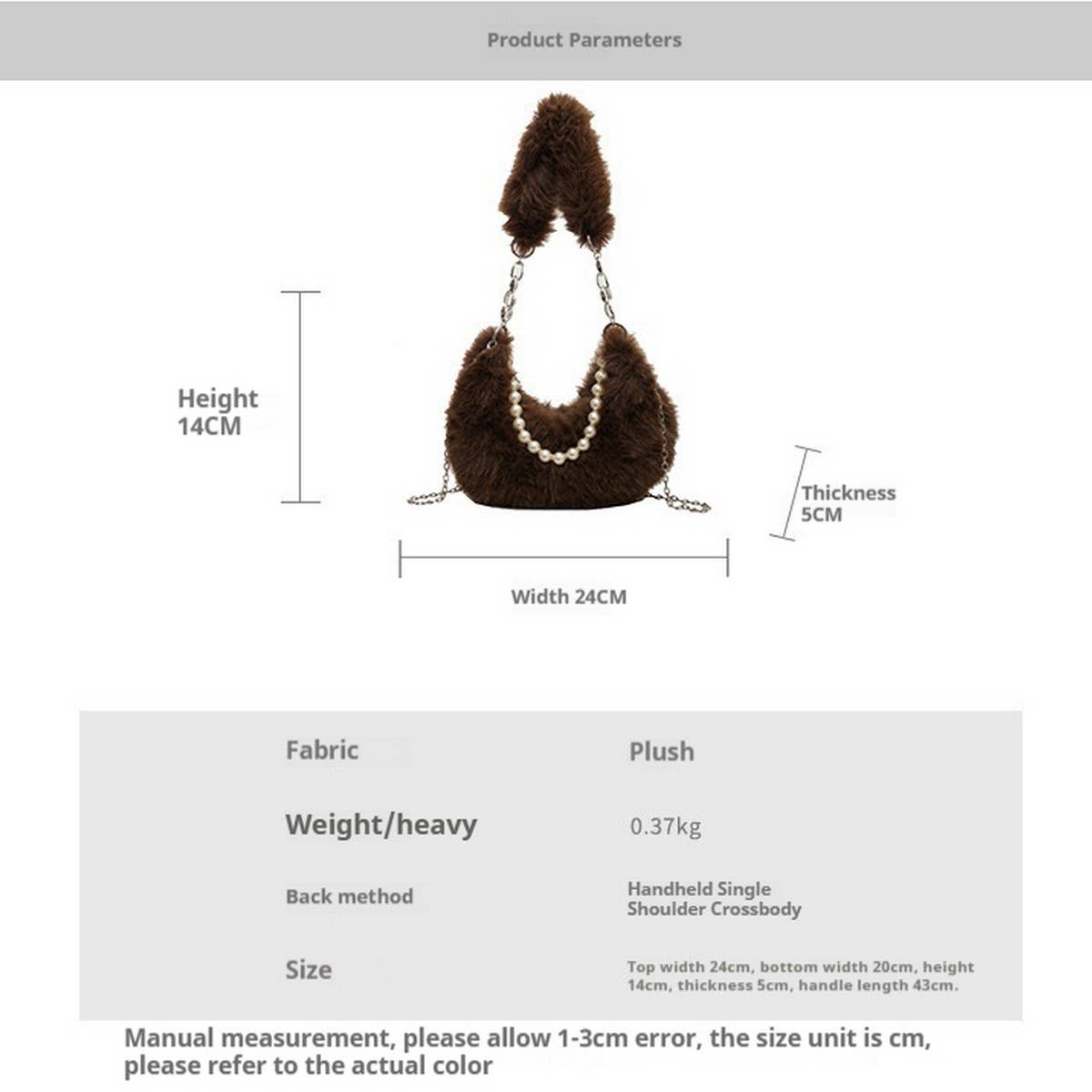 FLUFFY PEARL CHAIN HANDBAG WOMEN SHOULDER BAG_CUAB00579