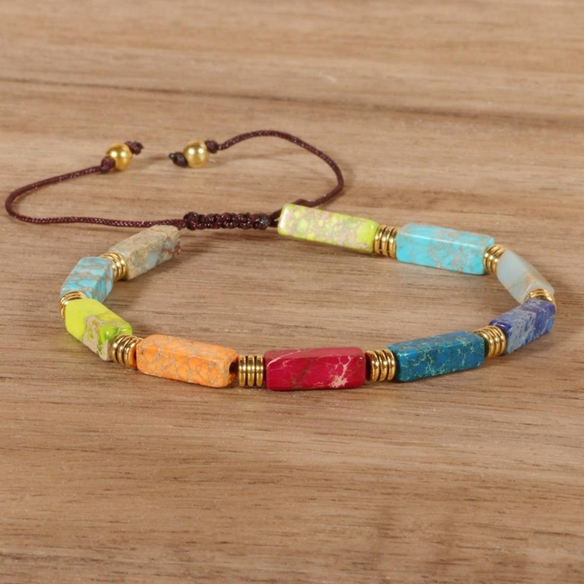 COLORFUL RECTANGULAR BEADS YOGA BRAIDED BRACELET_CWAJE3958