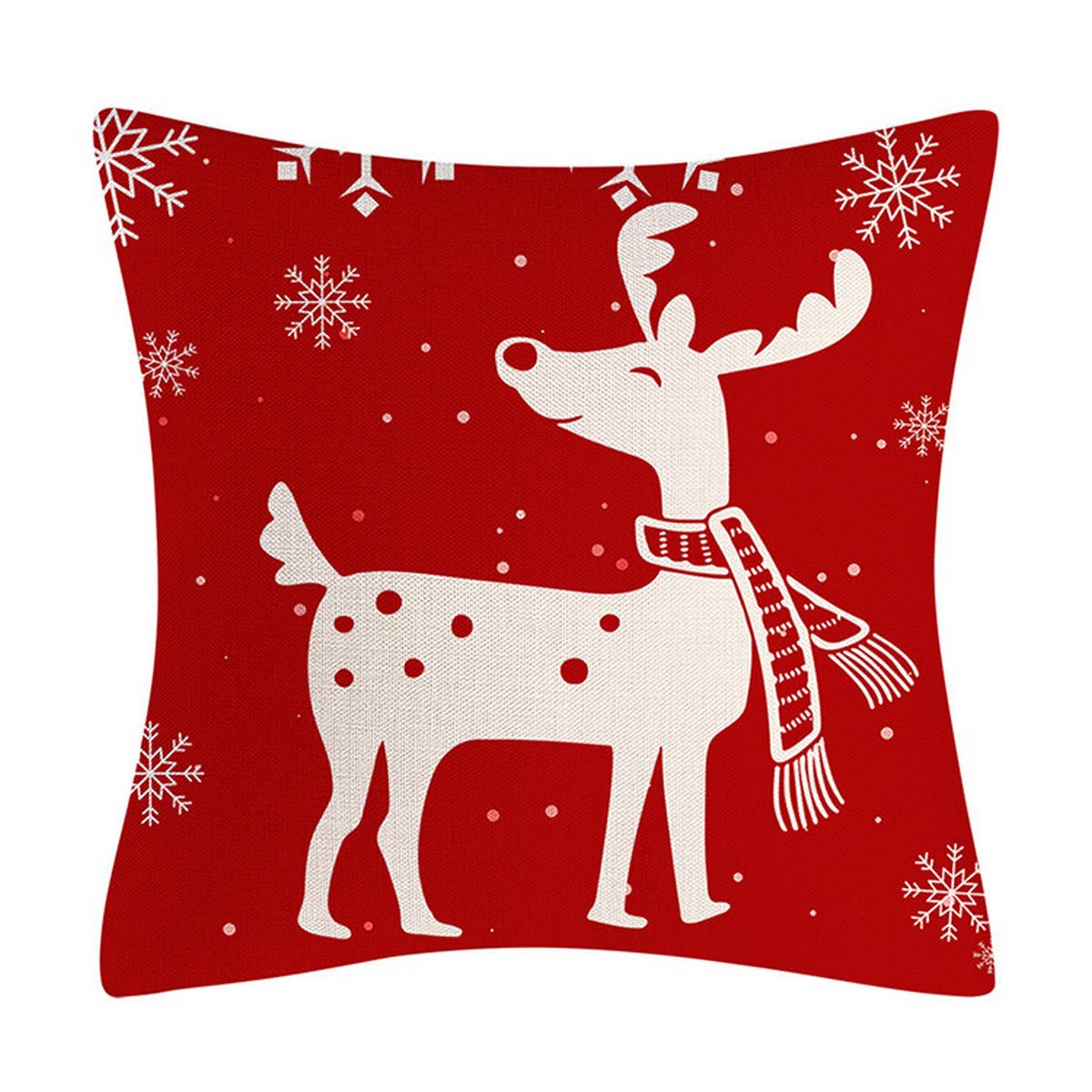 RED SNOWFLAKE ELK PILLOWCASE_CWMM1379
