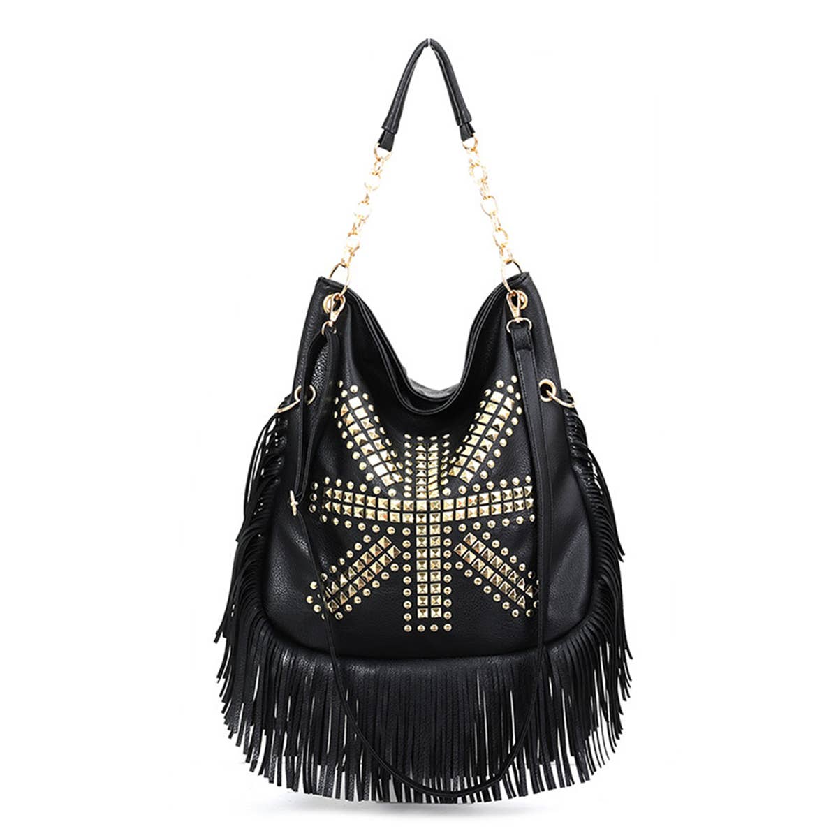 Women Rivet Soft Leather Portable Shoulder Bag_Cwab0785