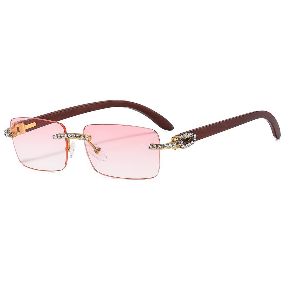 RHINESTONE FRAMELESS SQUARE SUNGLASSES FOR WOMEN_CWASG1159