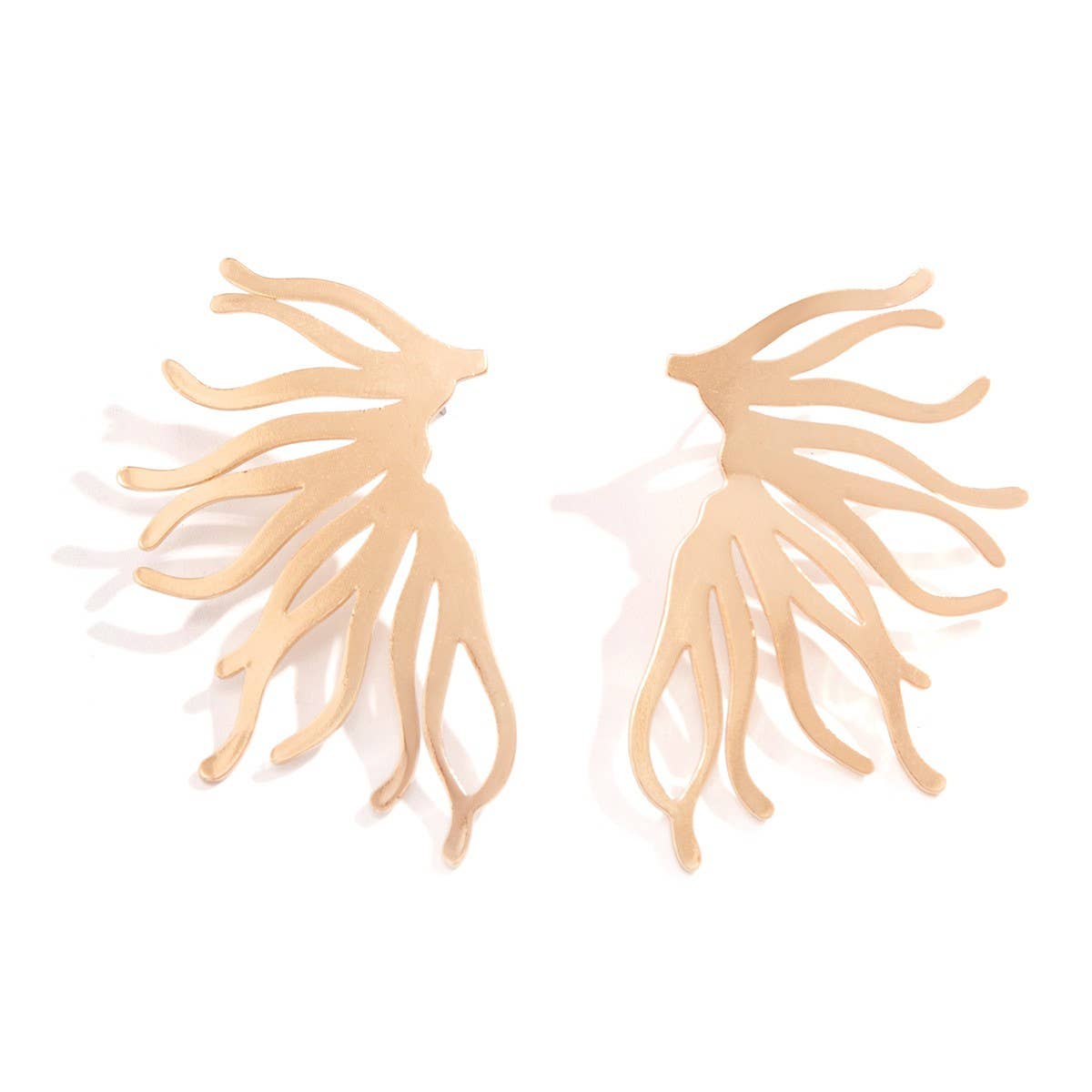 PUNK STYLE MINIMALIST FAN SHAPED BURR EARRINGS_CWAJE1154