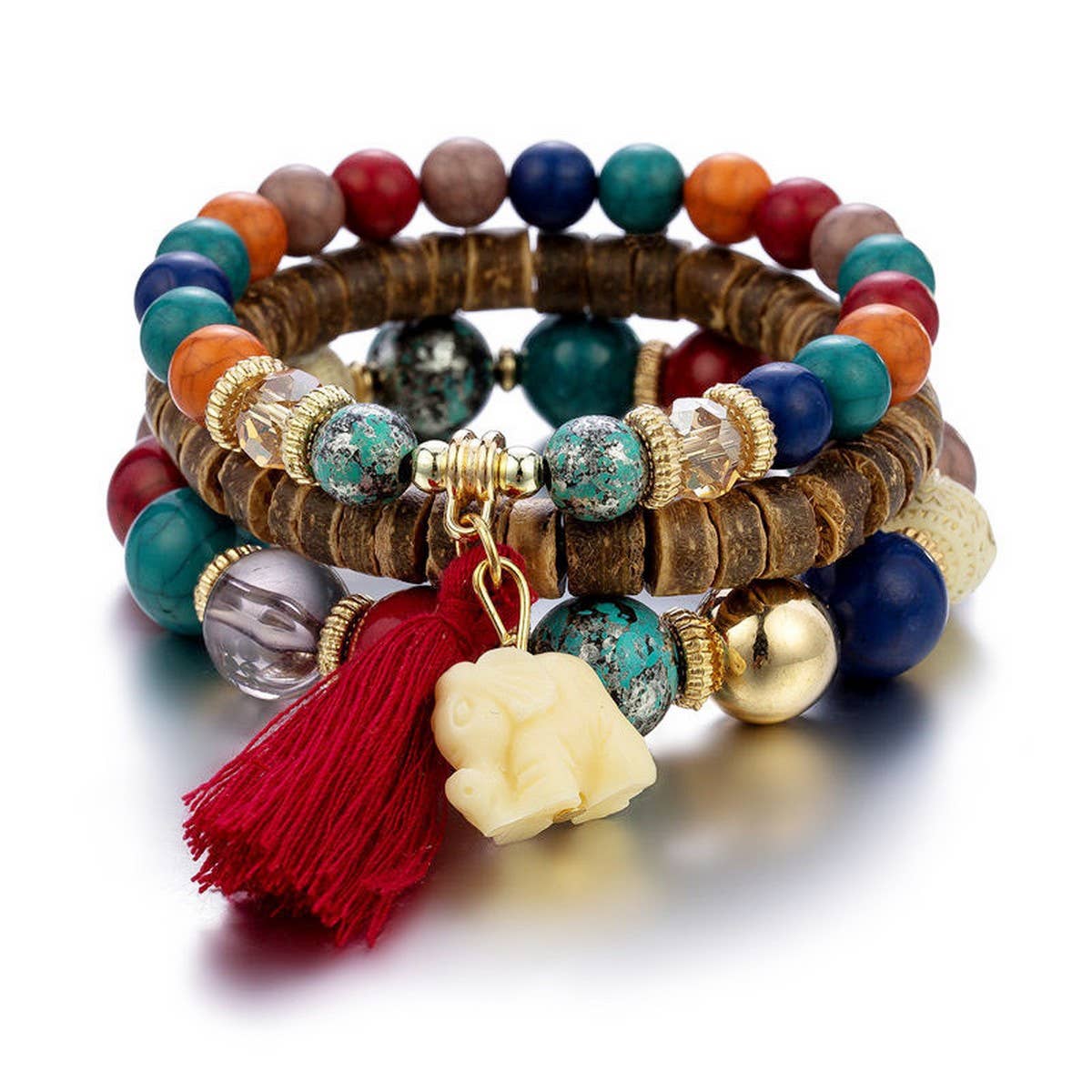 STYLISH ELEPHANT TASSEL MULTI LAYER BRACELET_CWASC0691