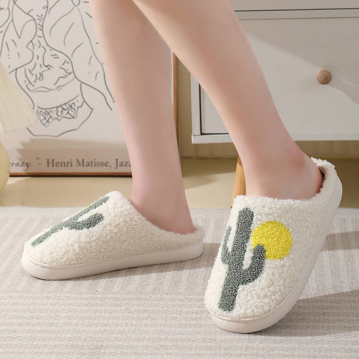 CACTUS PATTERN WARM COTTON SLIPPERS_CWSHS0285