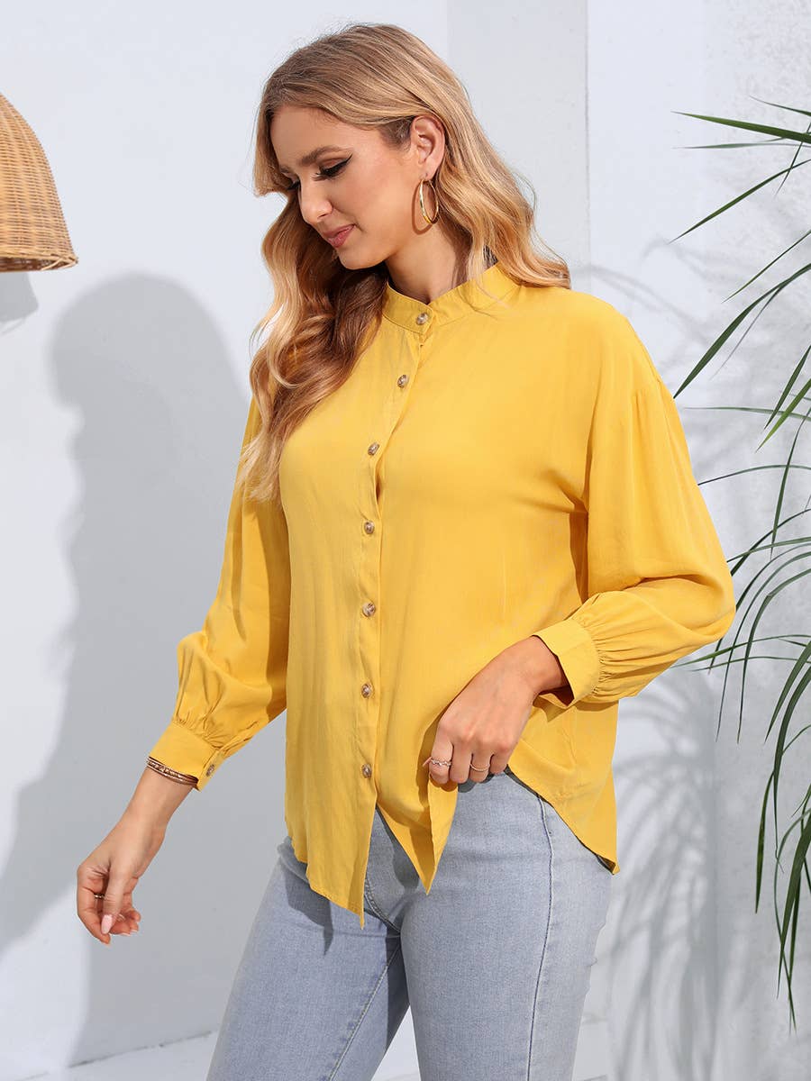 Womens  Solid Color Long Sleeve Casual  Shirt